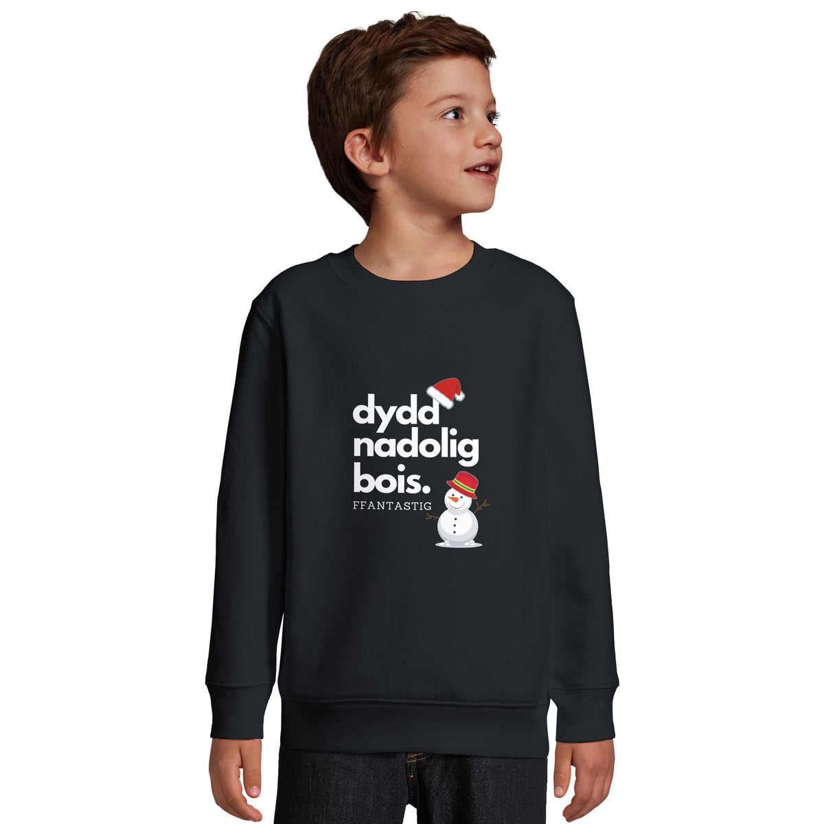 Kids - Dydd Nadolig Bois, Ffantastig – Welsh Christmas Jumper – Royal Blue