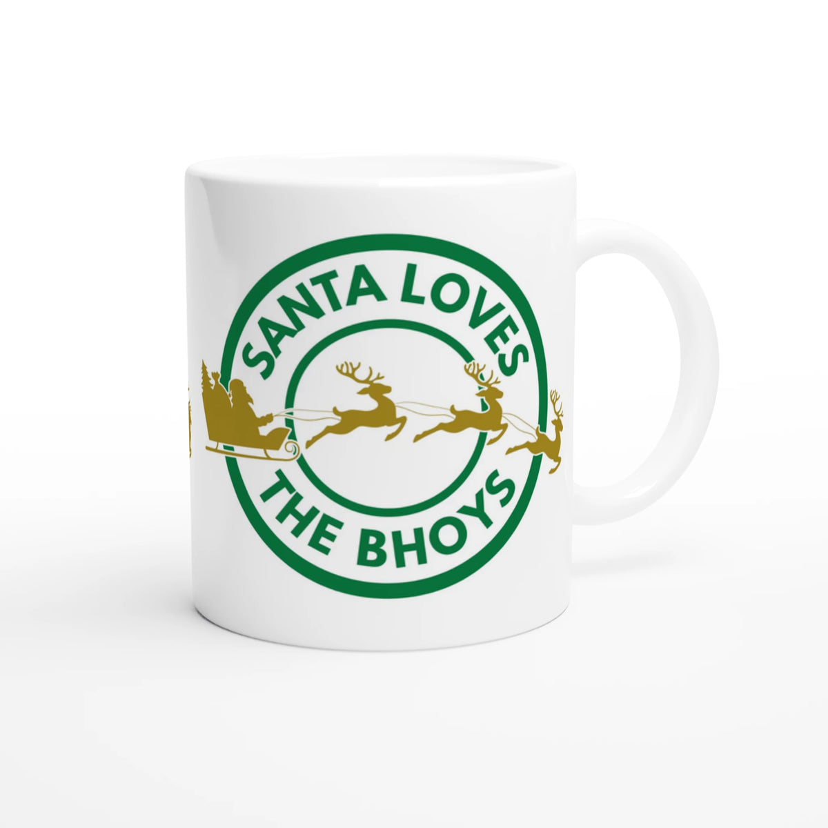 Santa Loves The Bhoys - Celtic Christmas Mug – detail view