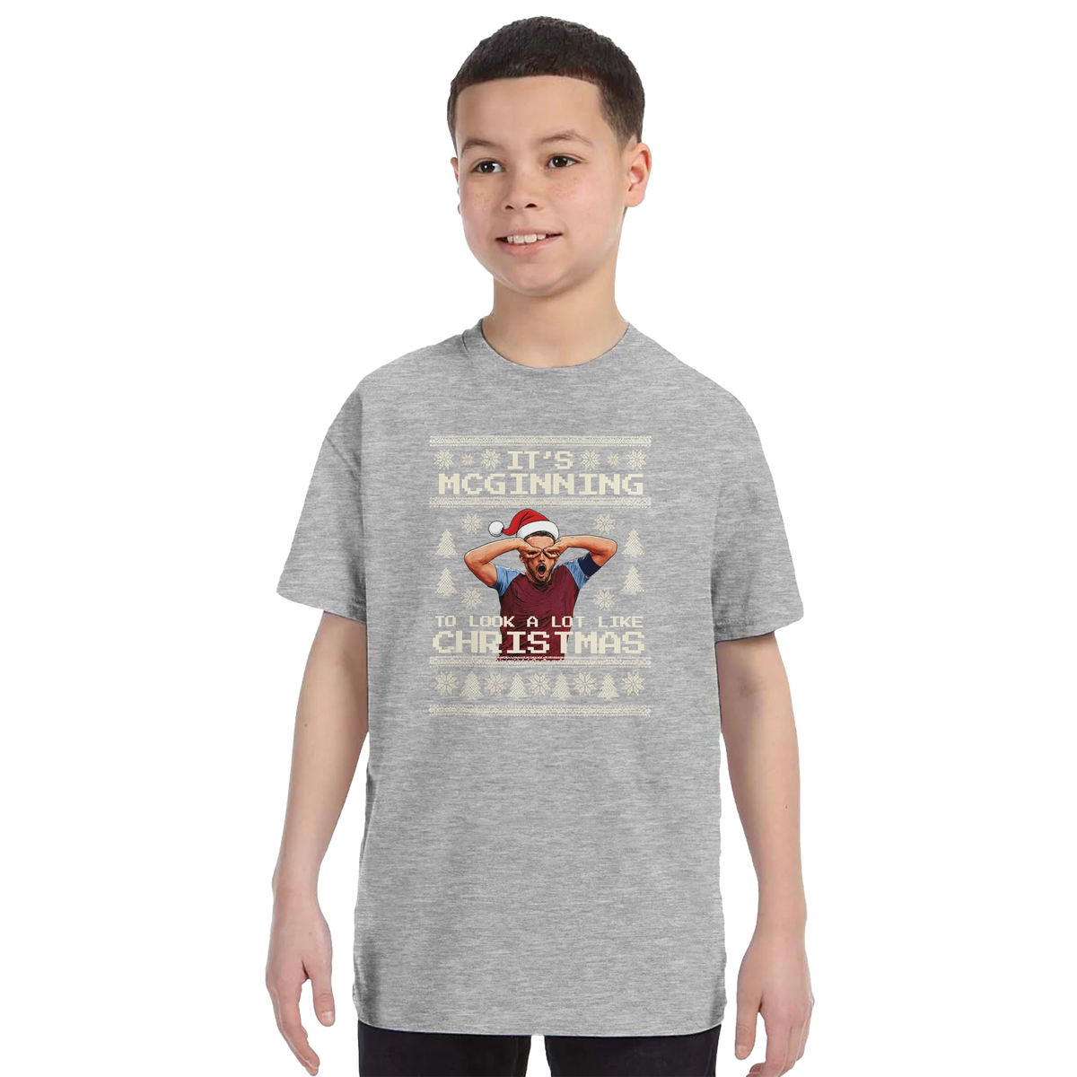 Kids - It’s McGinning To Look a Lot Like Christmas - Christmas T-Shirt – Sport Grey product image