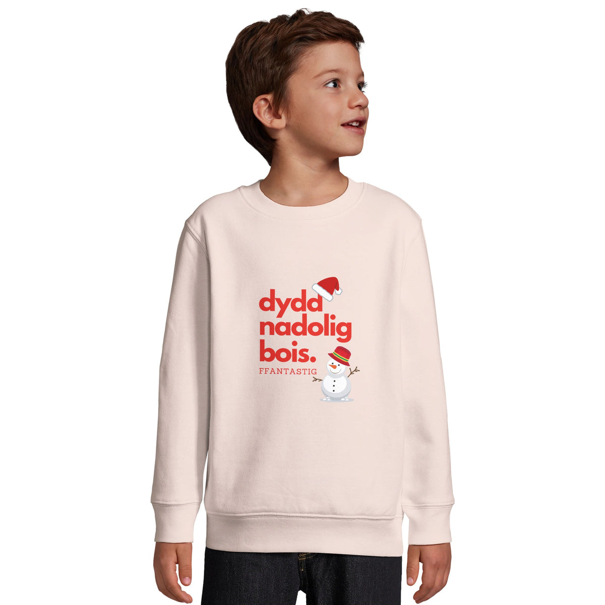 Kids - Dydd Nadolig Bois, Ffantastig – Welsh Christmas Jumper – Black