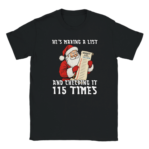 Checking It 115 Times - Man City Naughty List Christmas T-Shirt