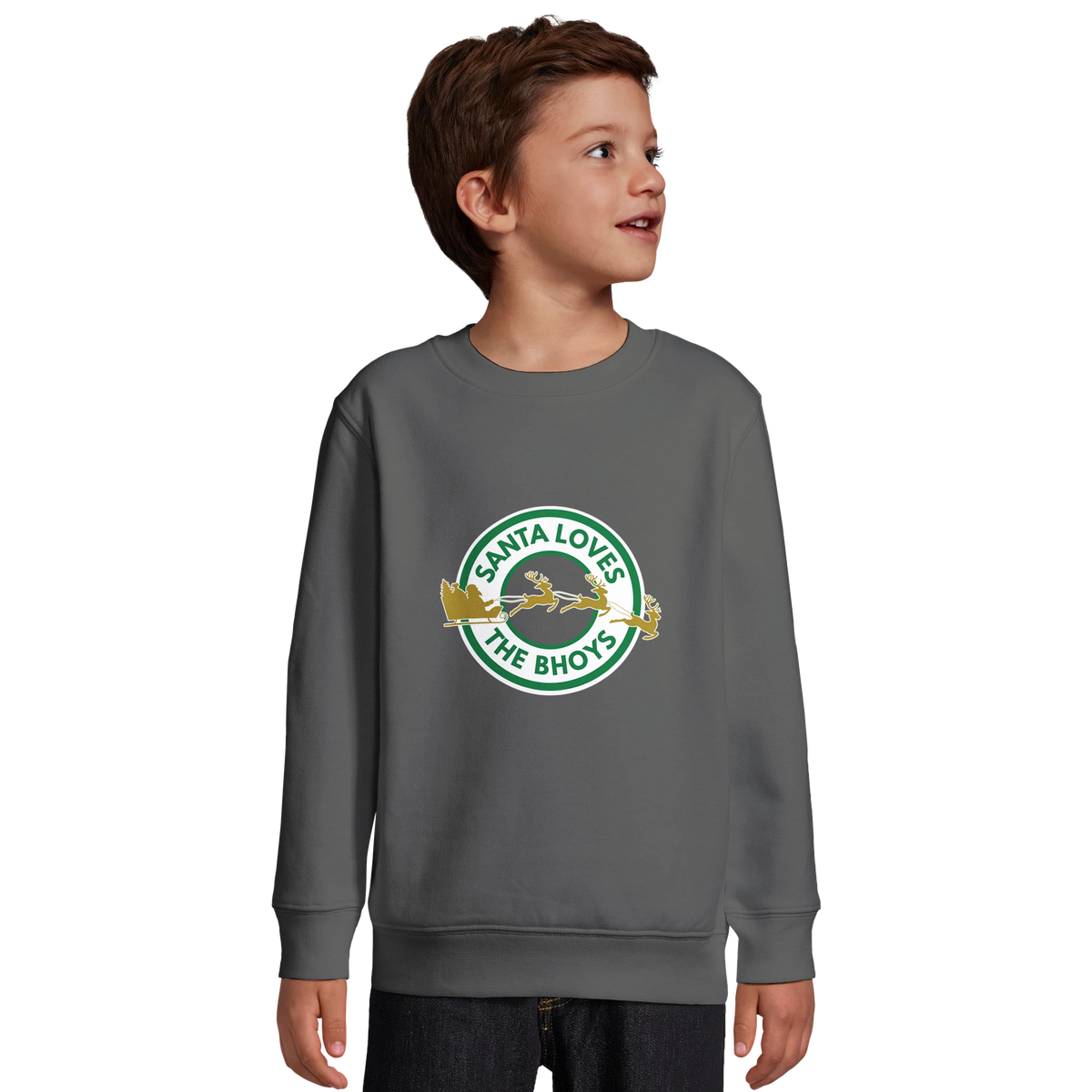 Kids - Santa Loves The Bhoys - Celtic Christmas Jumper – Grey Melange