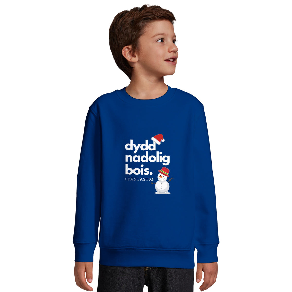 Kids - Dydd Nadolig Bois, Ffantastig – Welsh Christmas Jumper – Bright Red
