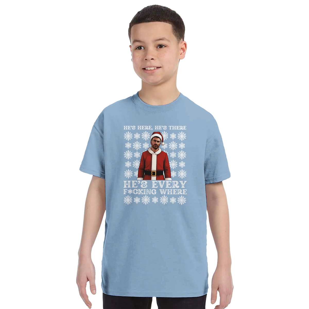 Kids - He's Here, He's There - Roy Kent Christmas T-Shirt – Light Blue product image