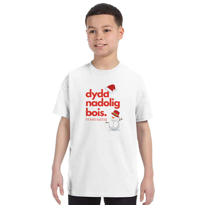 Kids - Dydd Nadolig Bois, Ffantastig - Welsh Christmas T-Shirt – Red