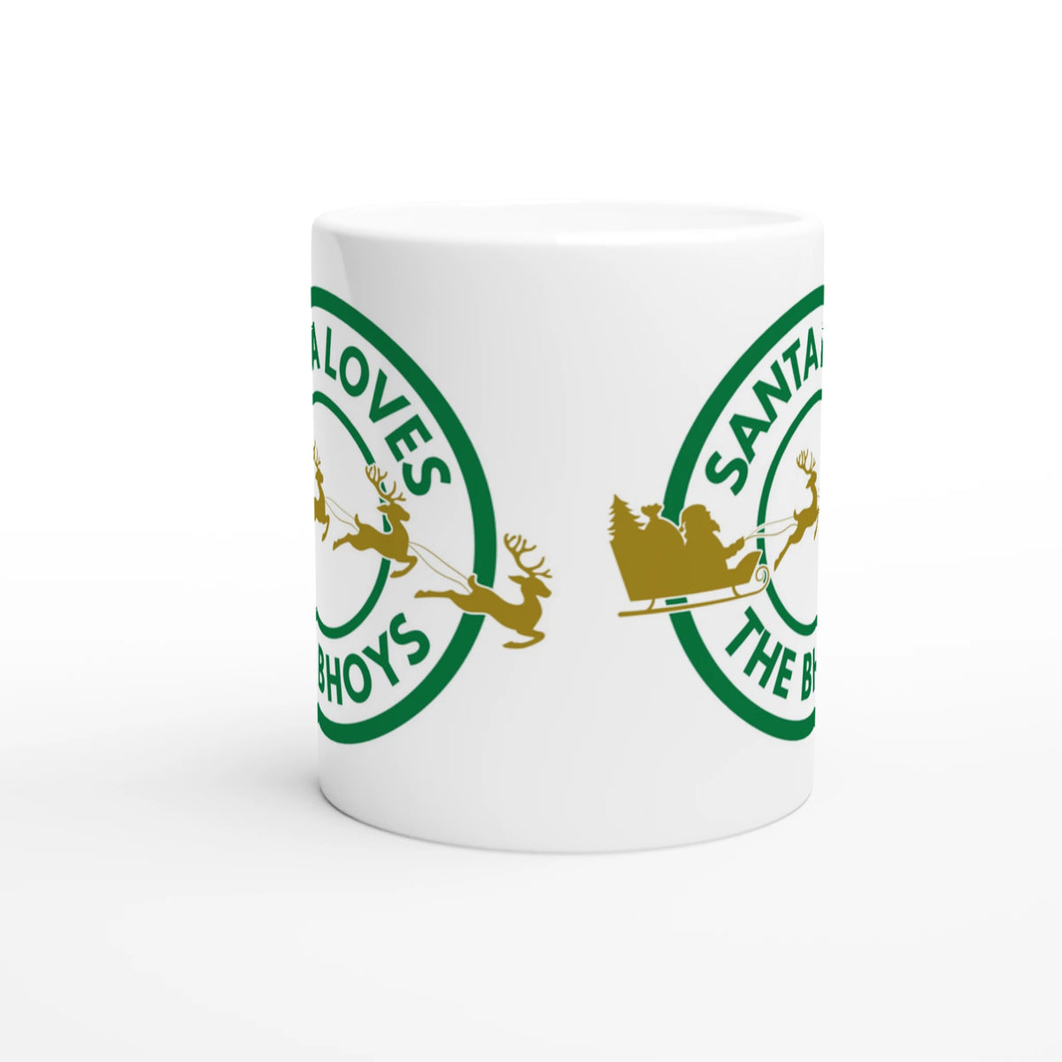 Santa Loves The Bhoys - Celtic Christmas Mug – reverse view