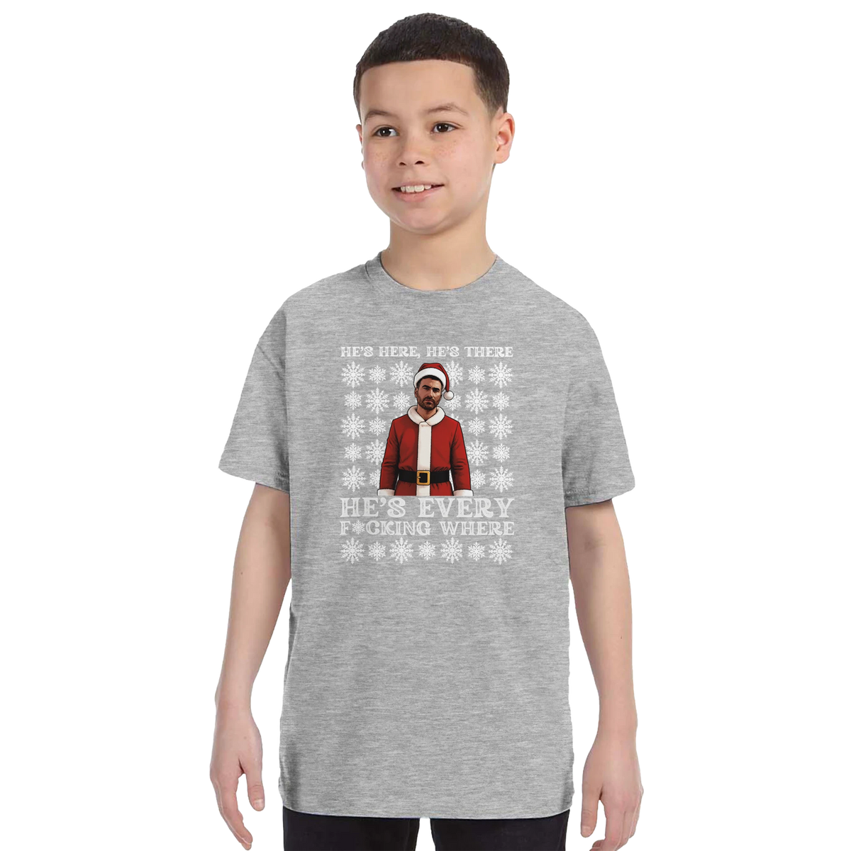 Kids - He's Here, He's There - Roy Kent Christmas T-Shirt – Sport Grey product image