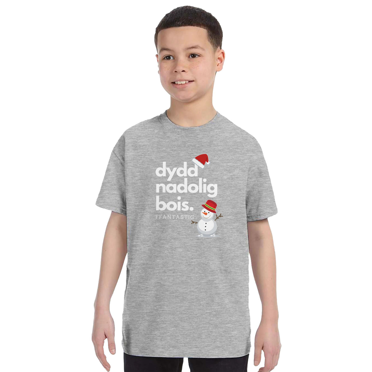 Kids - Dydd Nadolig Bois, Ffantastig - Welsh Christmas T-Shirt – Black