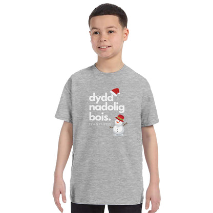 Kids - Dydd Nadolig Bois, Ffantastig - Welsh Christmas T-Shirt – Black