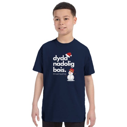 Kids - Dydd Nadolig Bois, Ffantastig - Welsh Christmas T-Shirt – Royal Blue