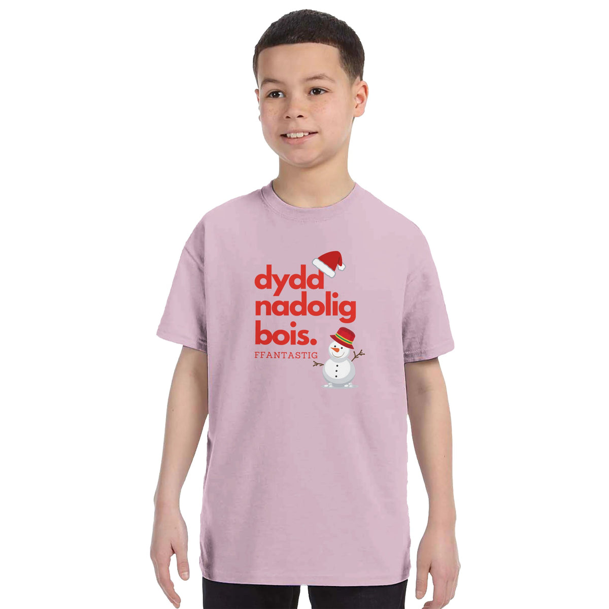 Kids - Dydd Nadolig Bois, Ffantastig - Welsh Christmas T-Shirt – Sport Grey